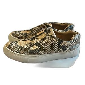 J/Slides NYC Snake Print Shoes Leather Upper Slip-On Sneakers Women’s Size 7